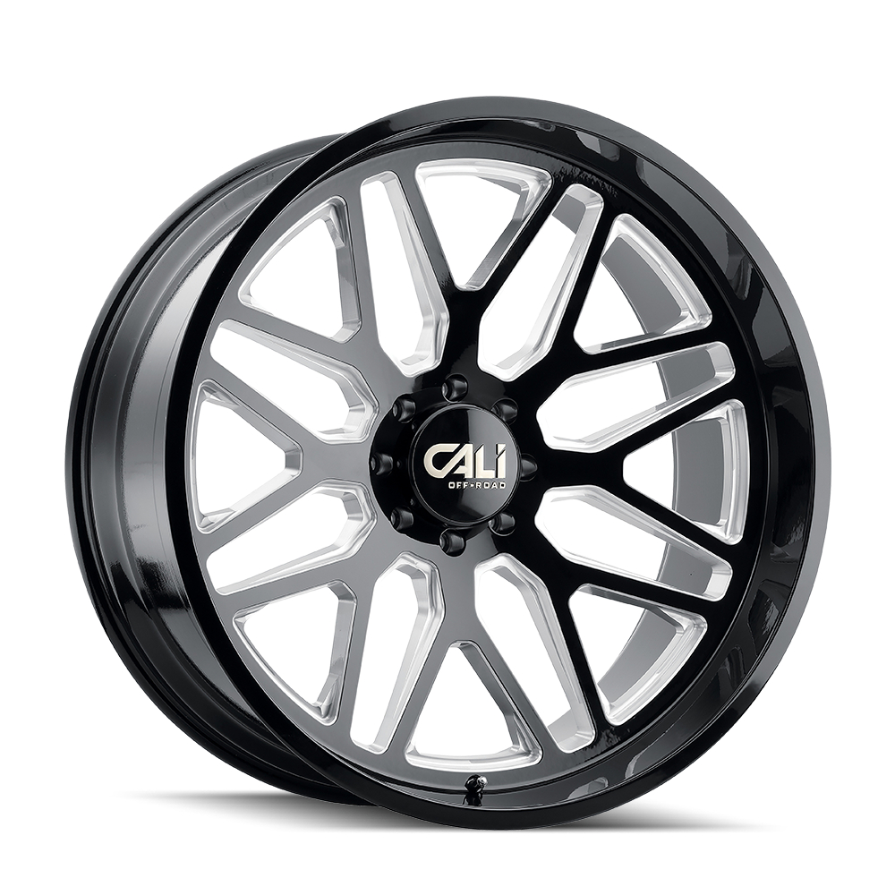 9115-2283BM Invader 9115 Gloss Black Milled Spokes Wheel - 20 x 12 in., 6-139.7 mm, -51 mm Offset, 106.1 mm