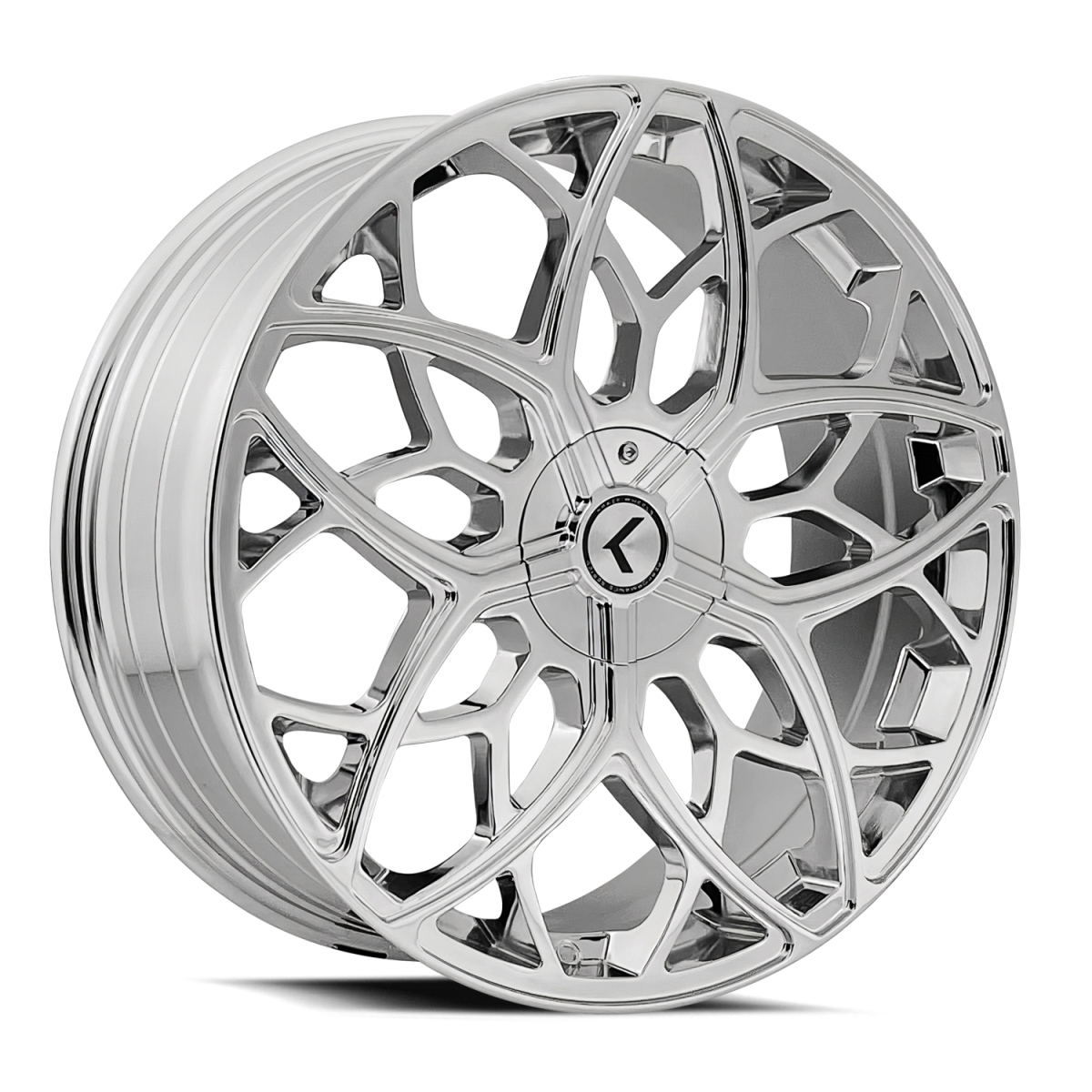 KR184-22818C38 Ricochet KR184 Chrome Wheel - 22 x 8.5 in., 5-115 & 5-120 mm, 38 mm Offset, 74.1 mm