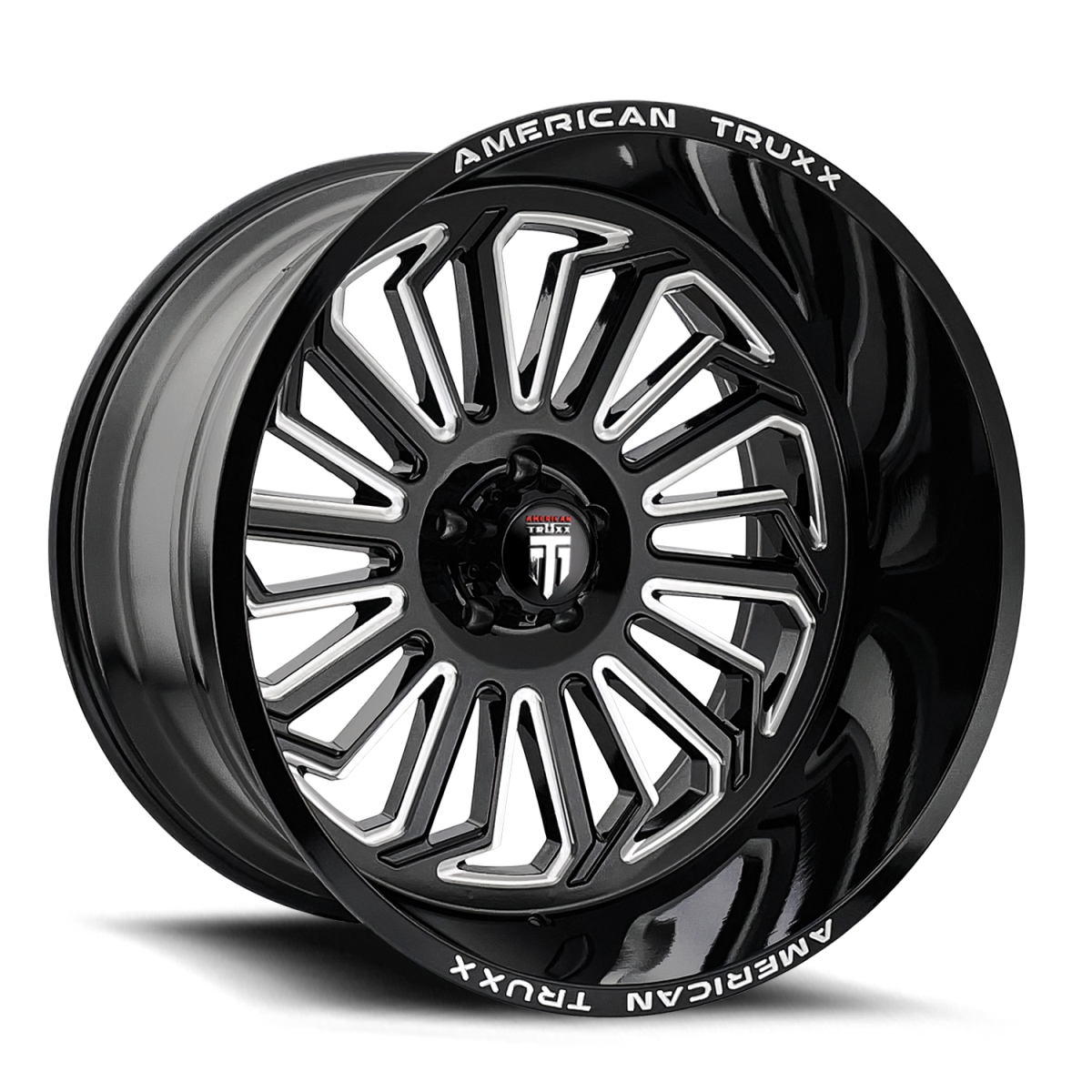 AT1916-2236M Butcher AT1916 Gloss Black Milled Wheel - 20 x 12 in., 6-135 mm, -51 mm Offset, 87.1 mm