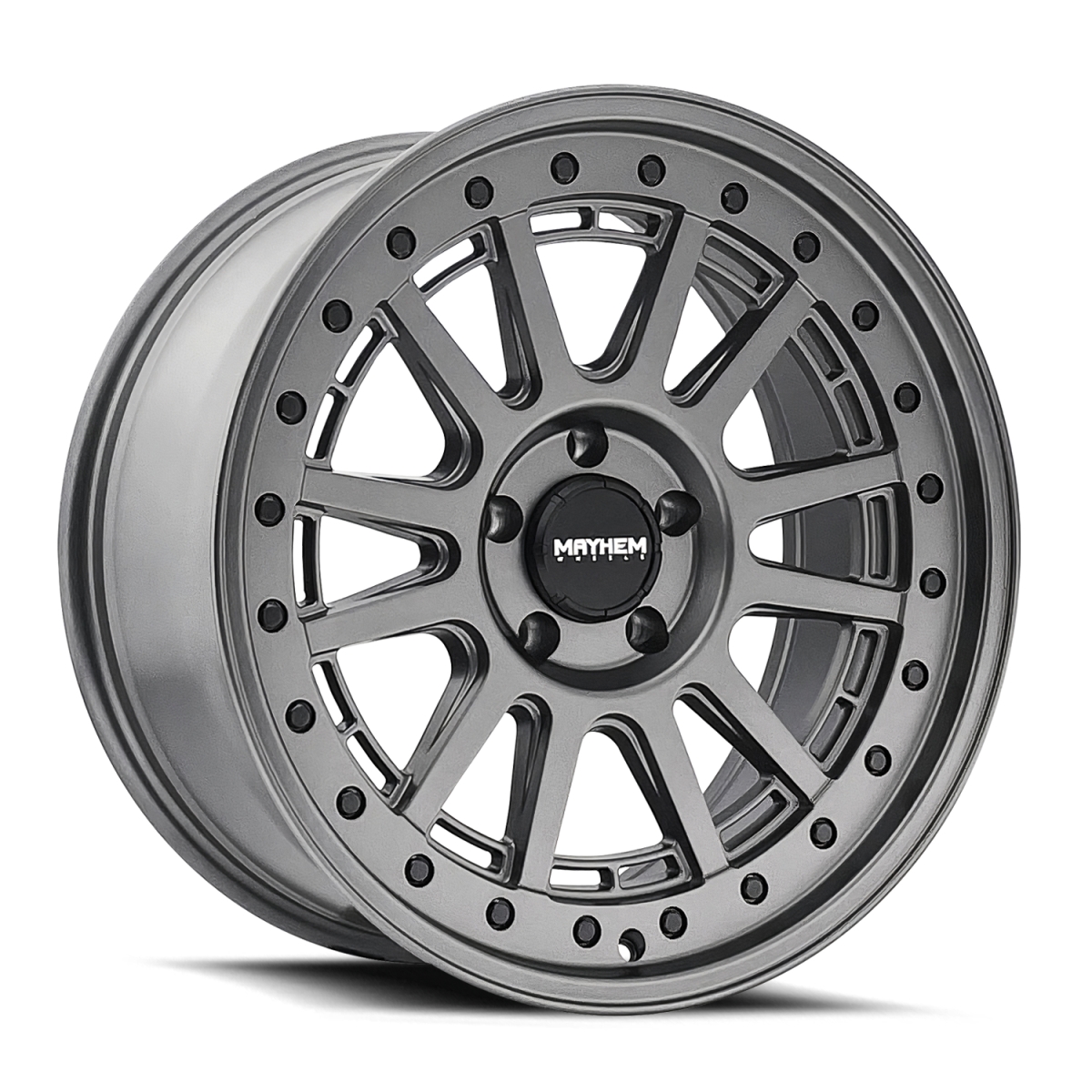 8305-8970MGT18 Compass 8305 Matte Gunmetal with Blk Bolt Wheel - 18 x 9 in., 8-170 mm, 18 mm Offset, 125.2 mm