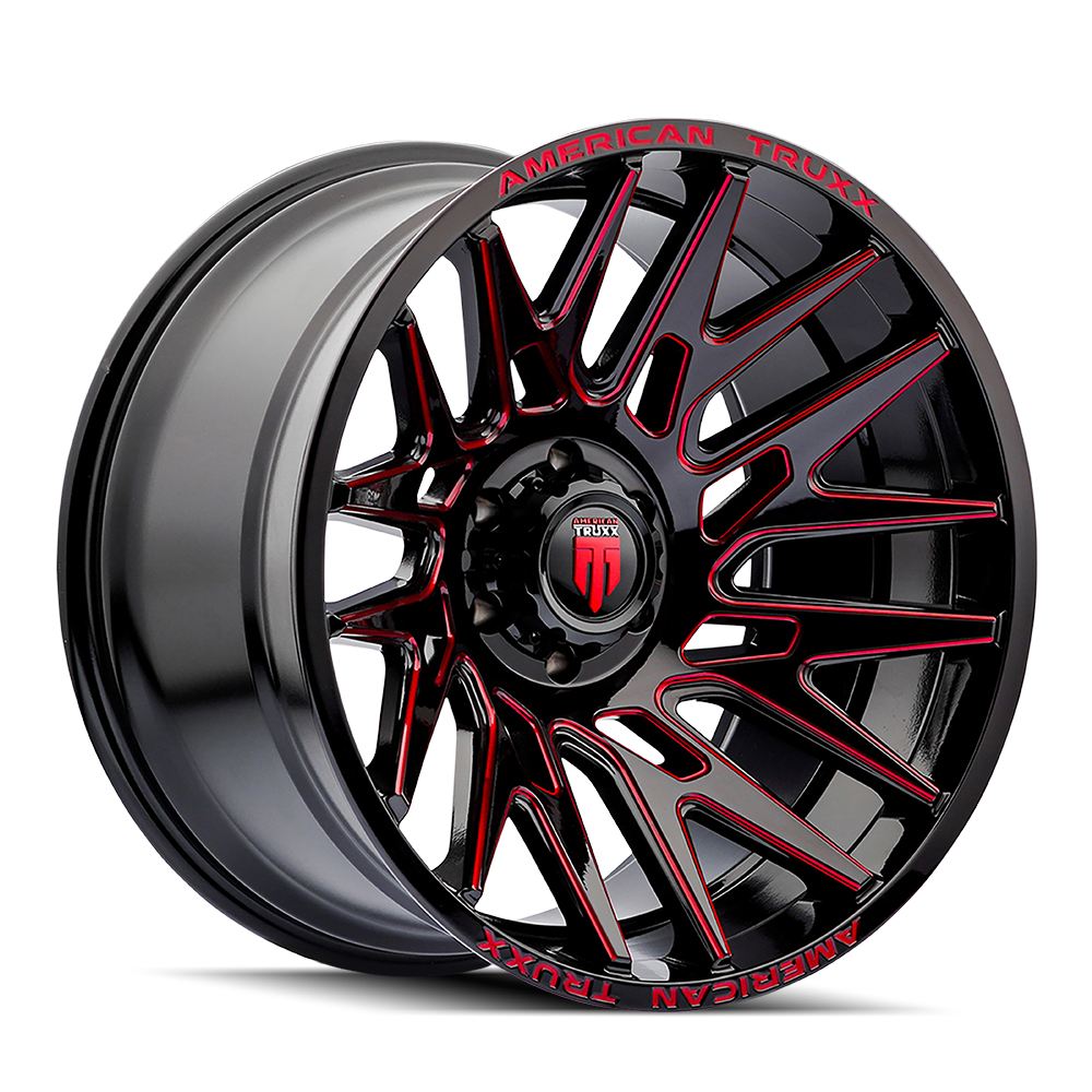 AT1919-22270BTR Evolution AT1919 Gloss Black Prizm Red Wheel - 22 x 12 in., 8-170 mm, -44 mm, 125.2 mm