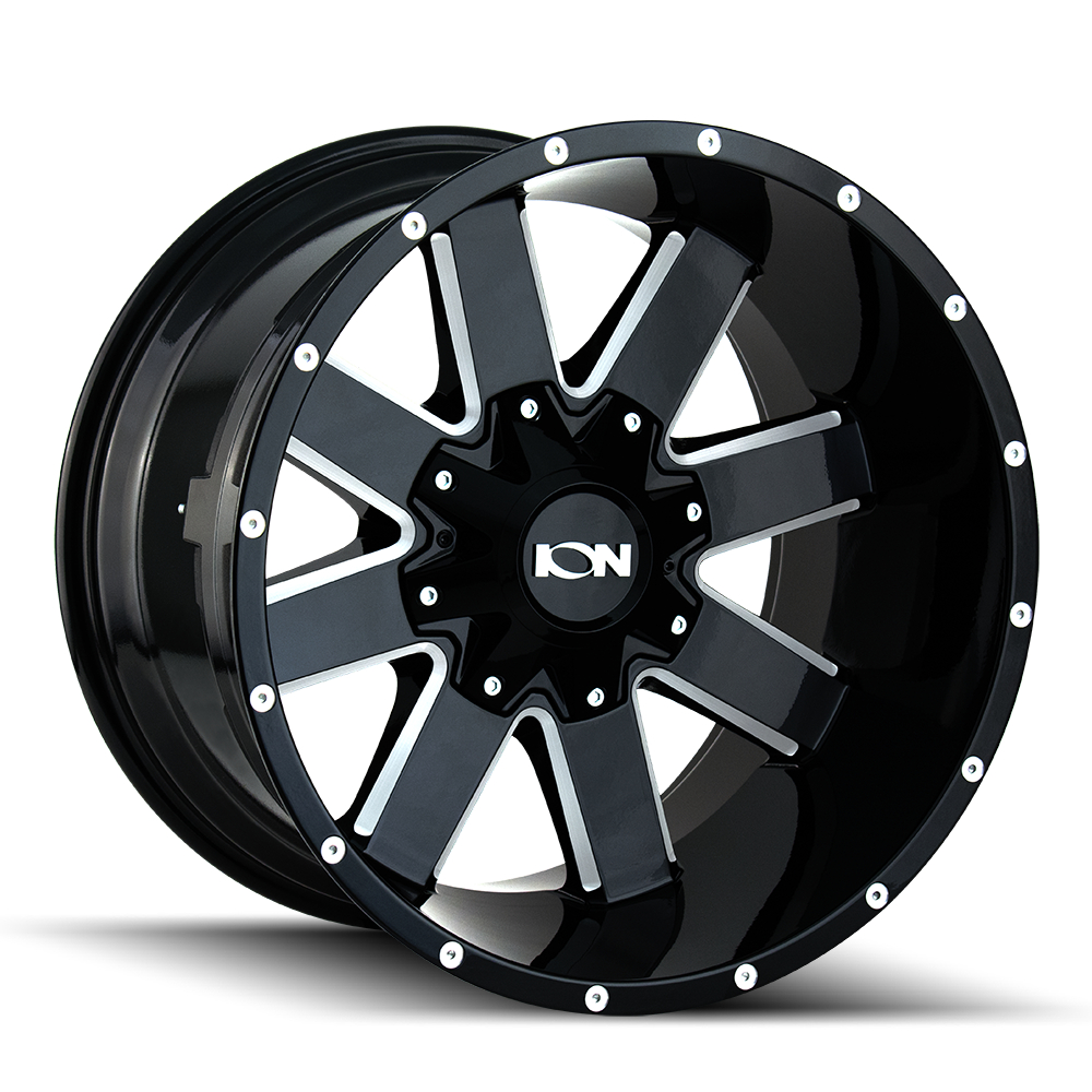 Ion 141-2970M18 141 Gloss Black Milled Spokes Wheel - 20 x 9 in., 8-170 mm, 18 mm Offset, 125.2 mm