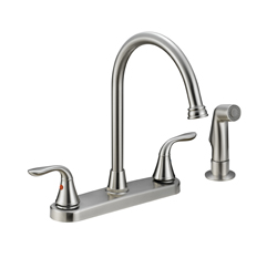 Faucet Kit 2TH Handle Brushed Nickel J-Spray