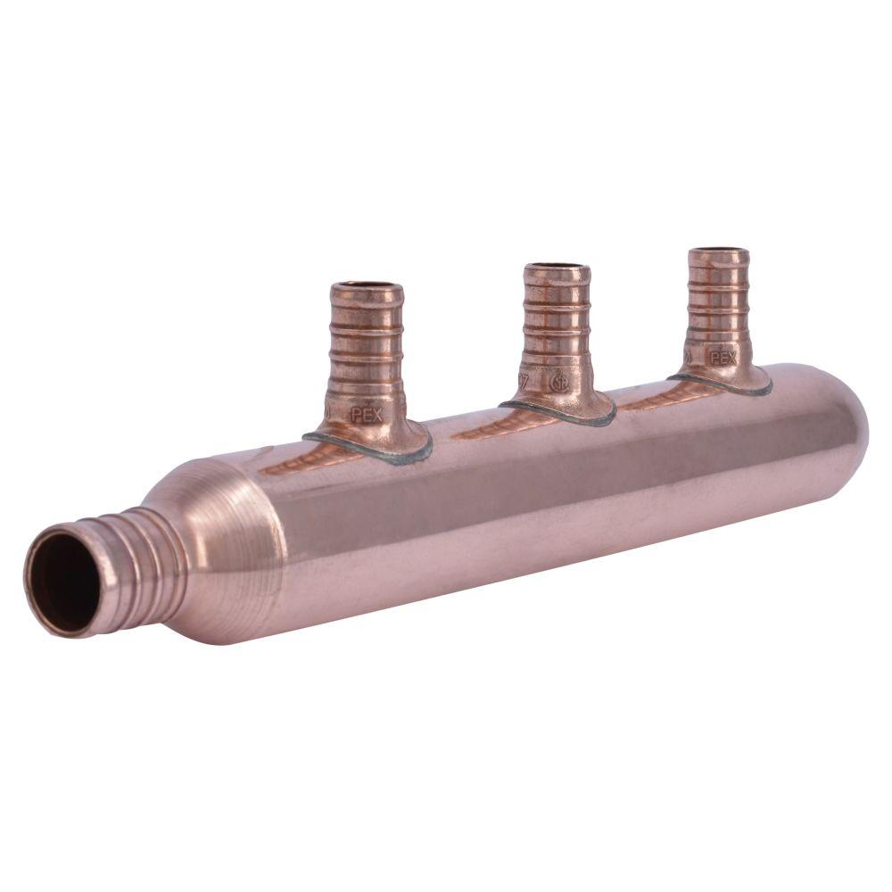 22783 Copper Manifold with Pex 3 Port Closed Bulk