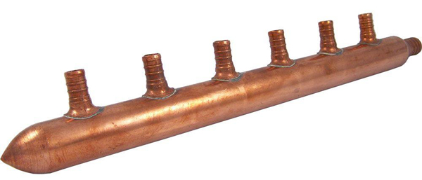 22787 Copper Manifold with Pex 6 Port Closed Bulk