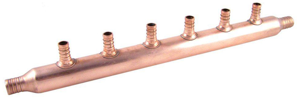 Copper Manifold with Pex 6 Port Open Bulk
