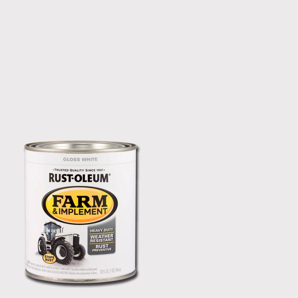 Rust-Oleum 280105 Farm & Implement Enamel Paint, Quart, Gloss White