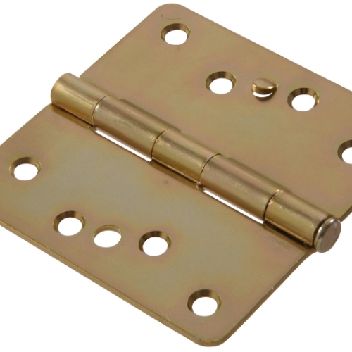 0.25 in. Round Corner Security Stud Door Hinges Zinc & Yellow-dichromate
