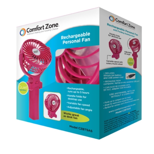 Picture of Howard Berger Fans CZBT5AS 4 in. Rechargeable Assorted Comfortable