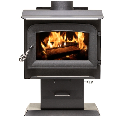 Wood Stove - Black - 1200 Sq ft - Includes Blower - EPA Certified