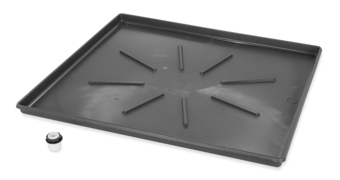 30.5 x 34.5 in. Graphite Drain Pan with Fitting