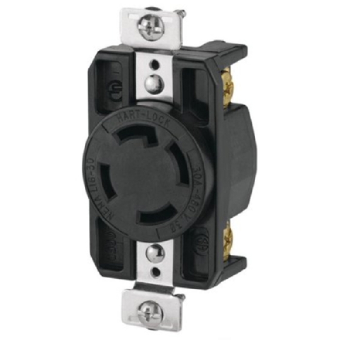 480V 30 Amp Color Coded Locking Plug for RECP 3PH 3P4W- Red & Black