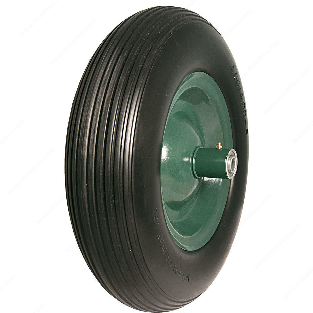 16 in. Flat Free Centered Wheel, Black & Green