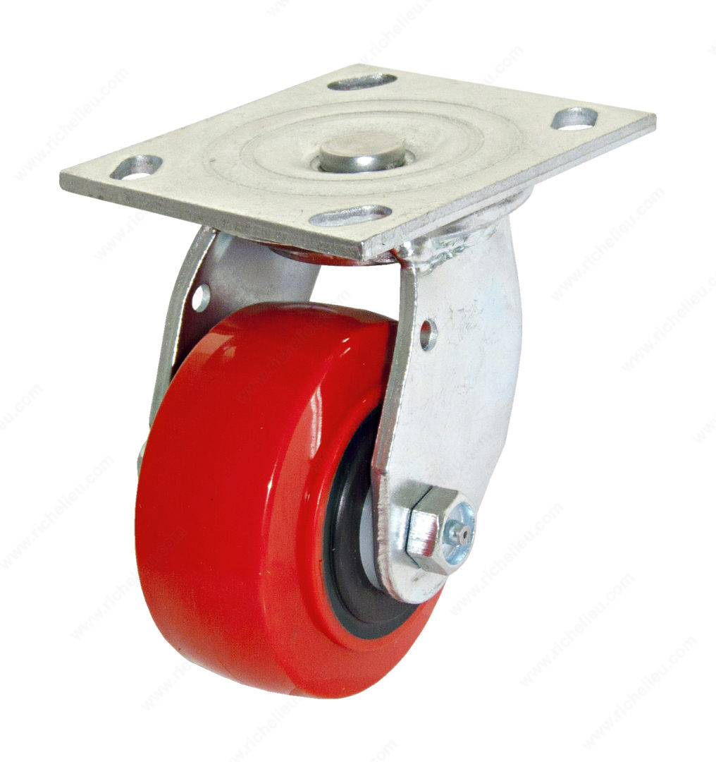 4 in. Mold-on Polyurethane Swivel Caster, Red