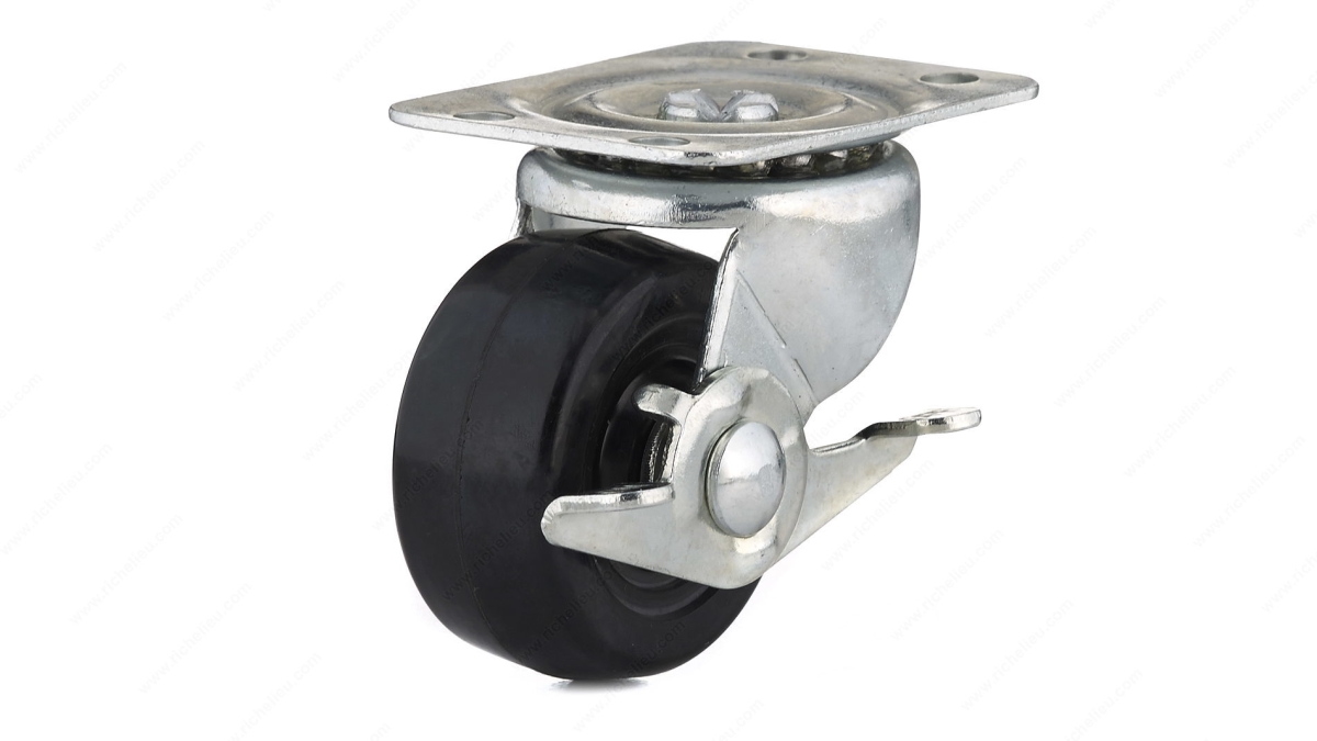 2.5 in. General-Duty Rubber Swivel with Brake Caster, Black