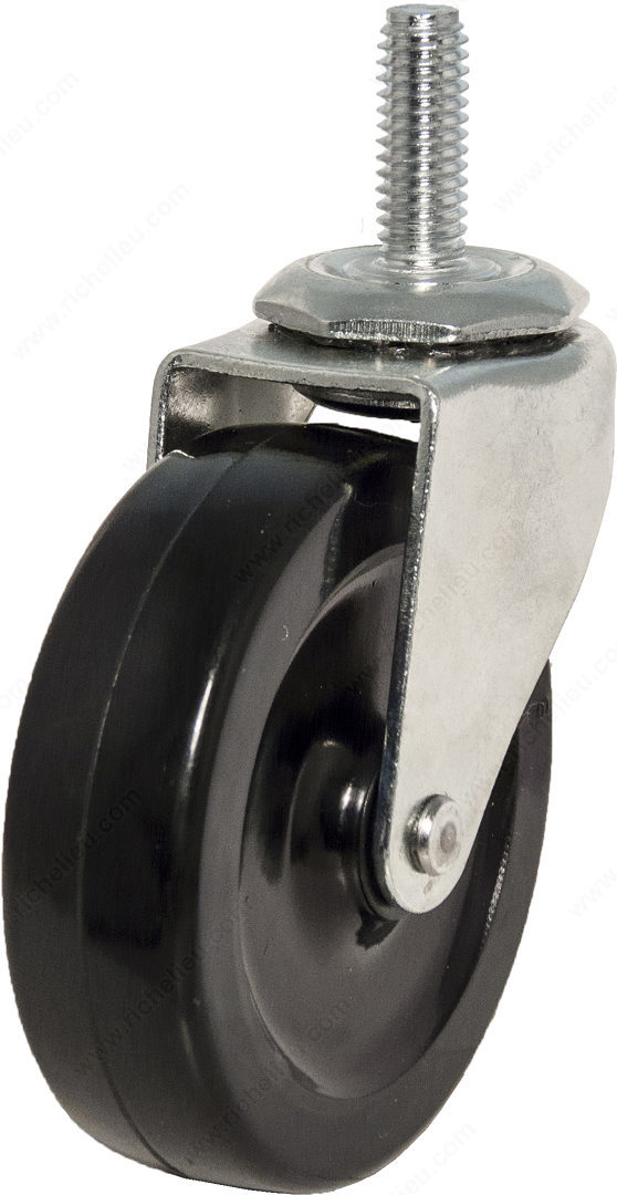 F30719 3 in. Multipurpose Rubber Caster with 0.37 in. Threaded Stem, Black