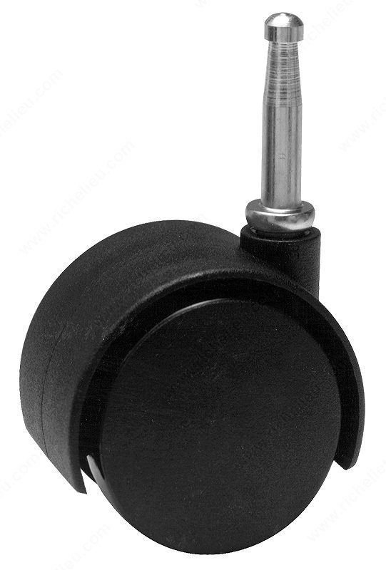 F48425 2 in. Dual Wheel Caster with Wood Stem, Black