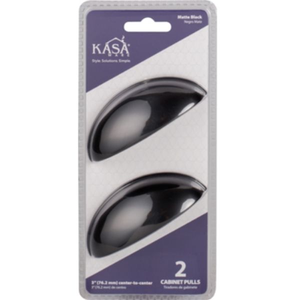K3833MB-2 Cup Pull 3C2C, Matte Black - Pack of 2