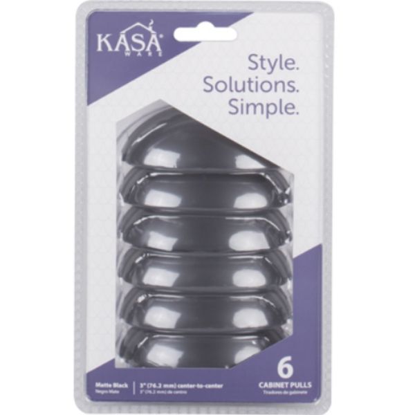 K3833MB-6 Cup Pull 3C2C, Matte Black - Pack of 6