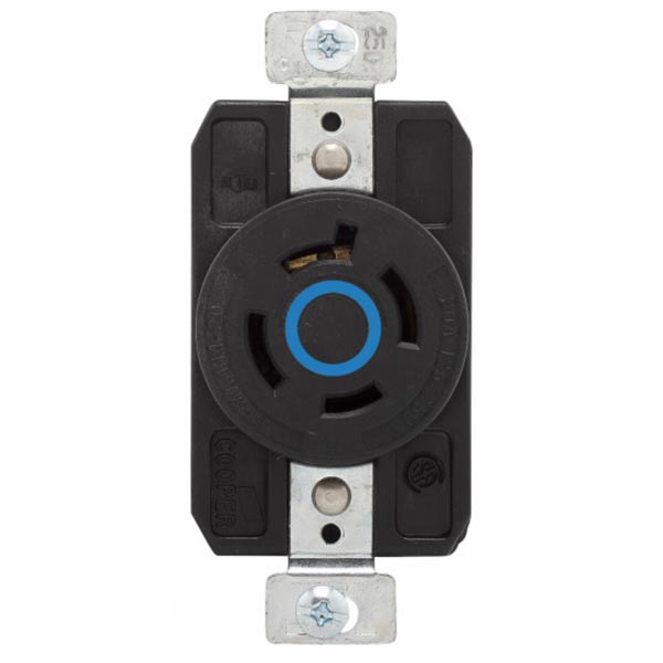 4 Wire 3 Pole Ultra Grip Color Coded Locking Receptacle 20A, 480V - Red & Black