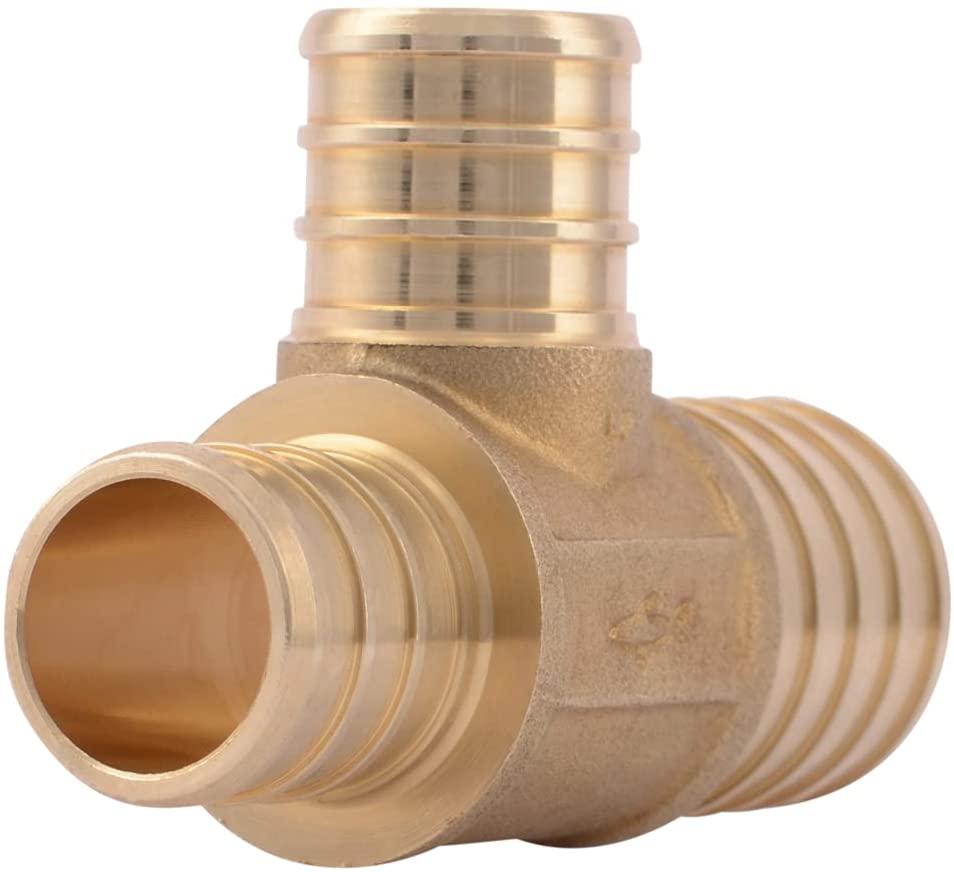 SharkBite 1 In. x 3/4 In. x 3/4 In. Barb Reducing Brass PEX Tee UC414LFA