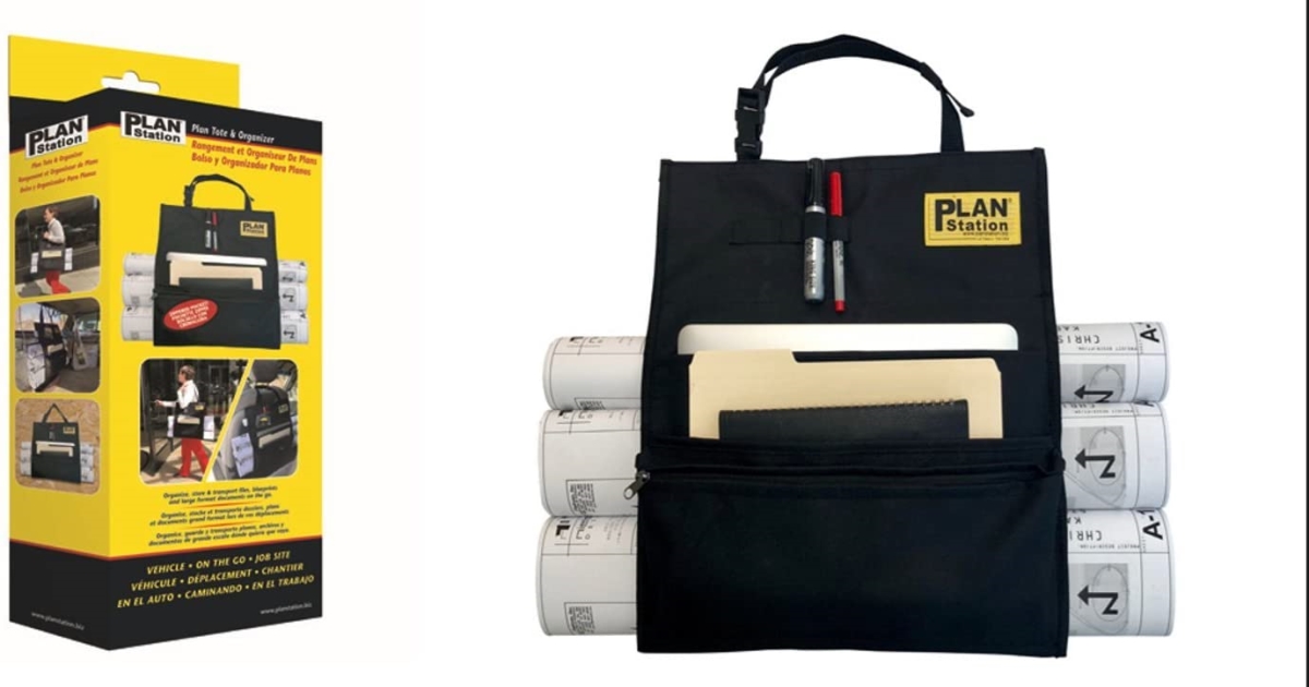 Plan Station On-The-Go Work Tote Plan Carrier Organizer with Shoulder Strap & Comfort Top Handle for Car