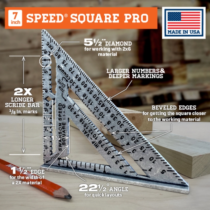 Swanson Tool Speed 7 1/4 Inch Length x 7 Inch Width Square with Blue Book - S0100-A