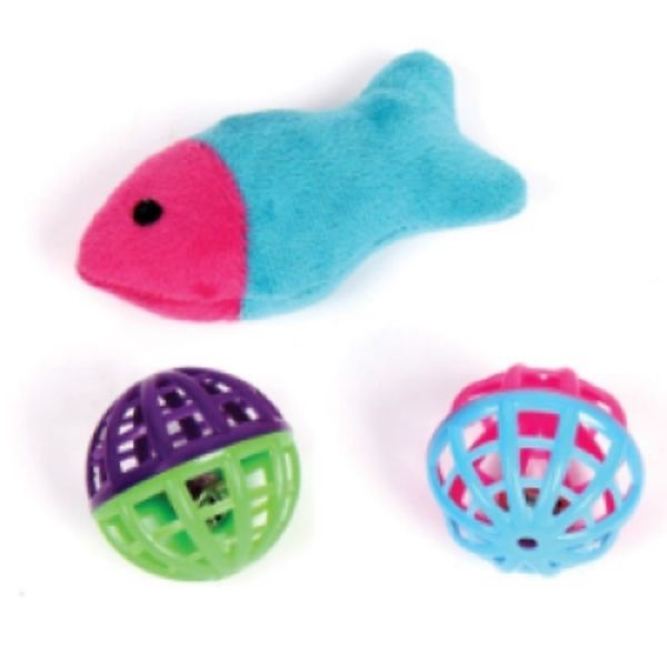 Picture of Boss Pet Products US1807 03 Park Boulevard Plush Fish & Latice Ball Pet Toy