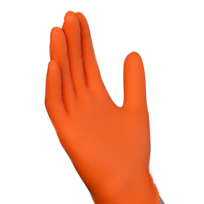 A1EA63 6 mil Nitrile Powder Free Exam Gloves, High Vis Orange - Large