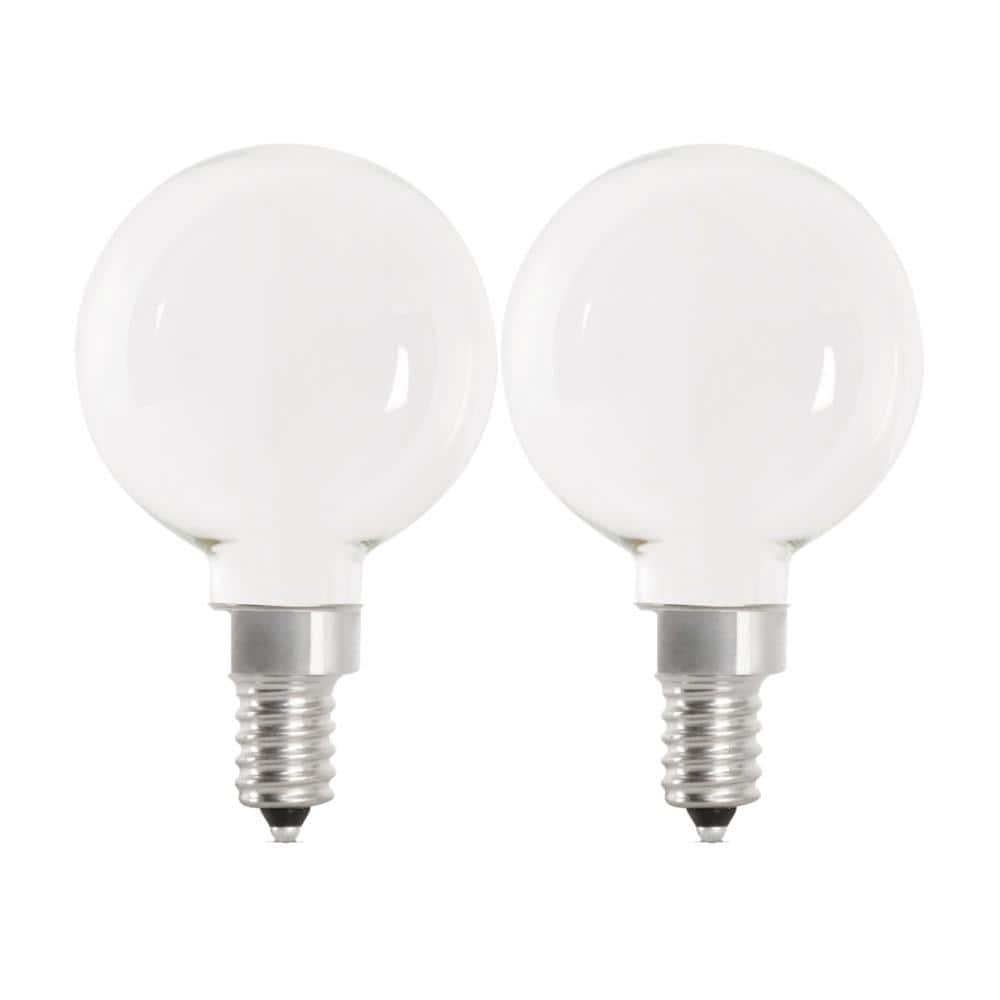 BPG1660W927CAFIL2 60W Equivalent G16.5 E12 Candelabra Dimmable Filament CEC 90 CRI White Glass LED Light Bulb, Soft White - Pack of 2