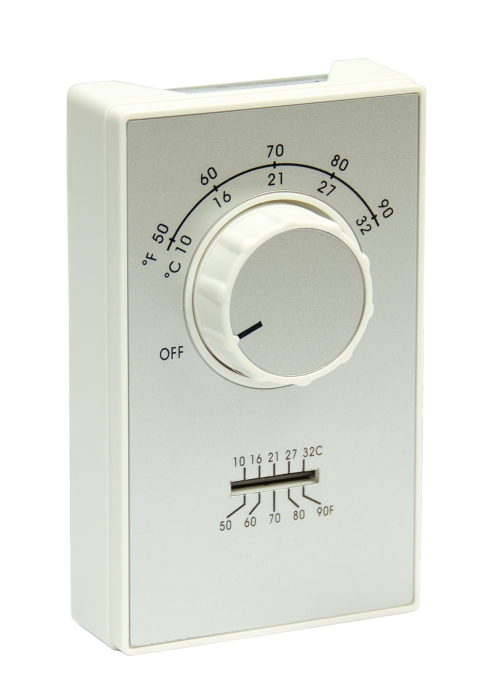 2-Pole Heat Wired Line Voltage Thermostat with Thermometer