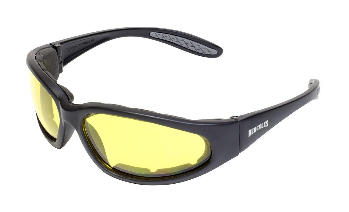 Global Vision Eyewear HERC1PLYTA-F Hercules 1 Plus Matte Black Frame & Yellow Tint Antifog Lenses Safety Glass