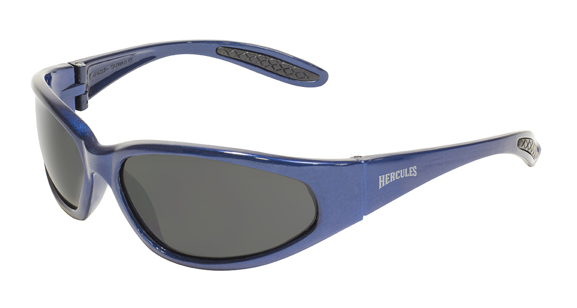 Global Vision Eyewear  Hercules 1 Gloss Blue Frame & Smoke Lenses Safety Glass