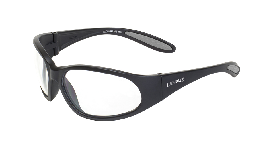 Global Vision Eyewear HERC1CL Hercules 1 Matte Black Frame & Clear Lenses Safety Glass