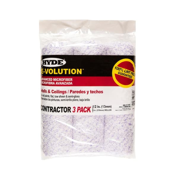 9 x 0.5 in. Hyde Nap E-Volution Microfiber Roller Cover, Pack of 3