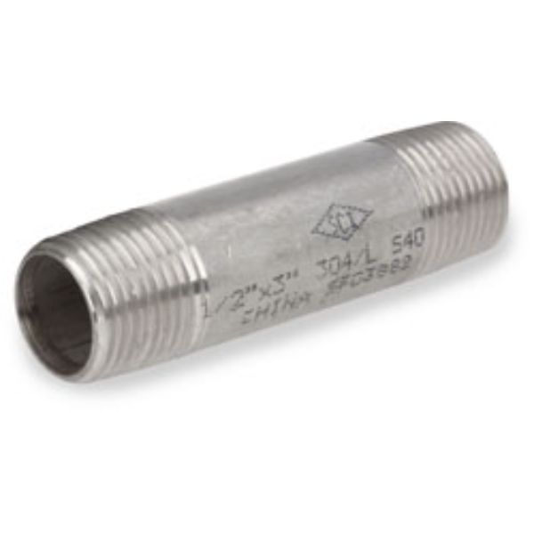 Anderson Metals 48107BAG 1 x 5 in. 304 S40 Pipe Nipple, Stainless Steel