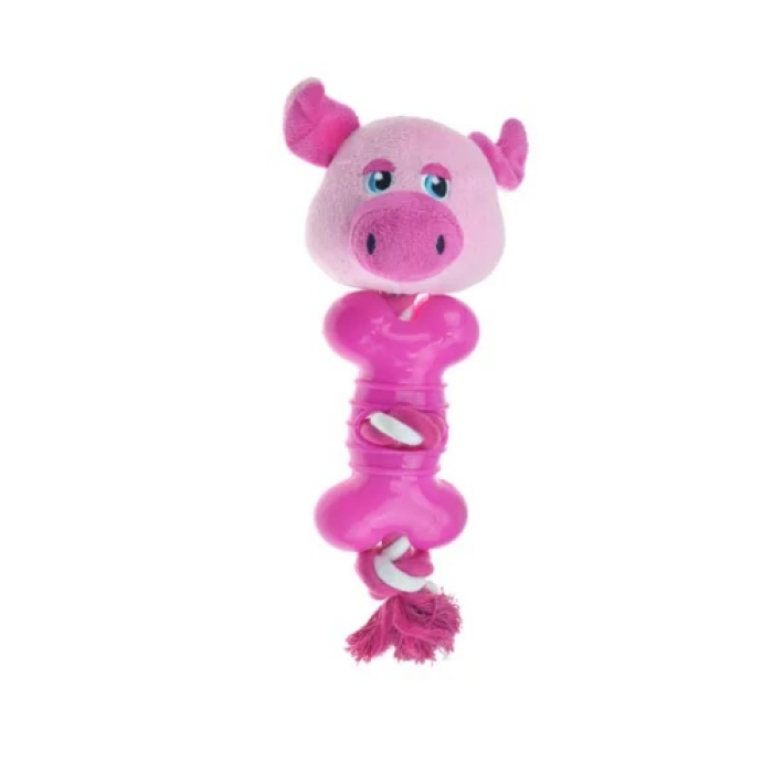 Picture of Boss Pet Products US2216-15 Park BLVD Pig Ropers Pet Plush Toy, Pink
