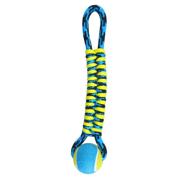 Paracord Rope Twisted Tug with Tennis Blue