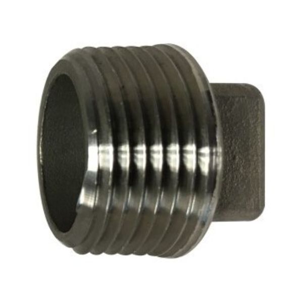 0.5 in. 304 Stainless Steel 150 lbs Cored Square Head Plug, Black