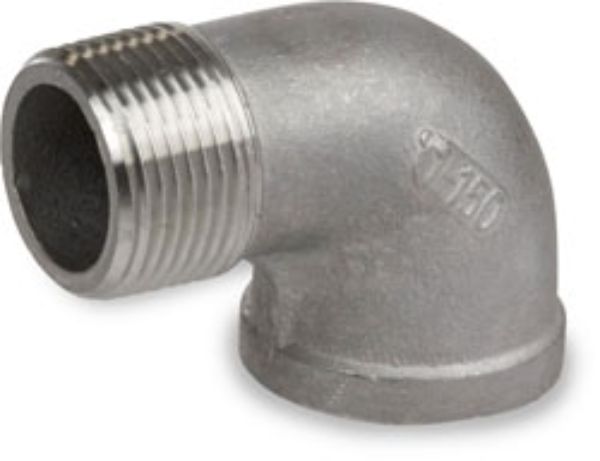 Street Pipe Elbow, 1 in, Threaded, 90 deg Angle, 304 Stainless Steel, Galvanized