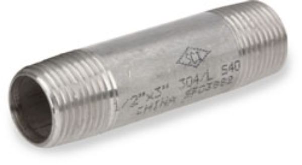 Anderson Metals 48044B 0.375 x 3 in. Stainless Steel Pipe Fitting E Nipple Joint