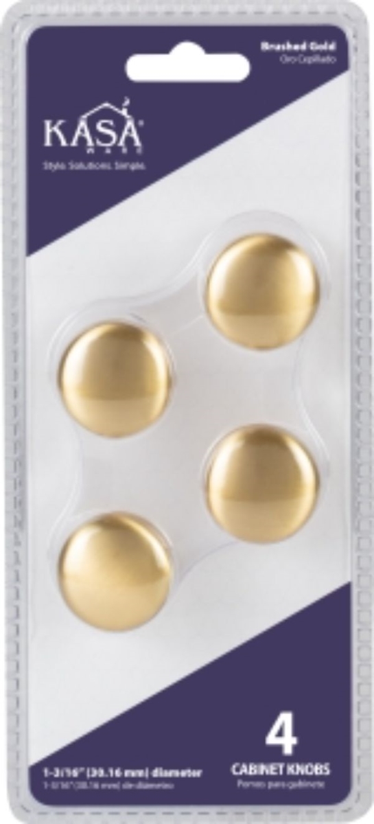 KasaWare 1-3/16''Diameter Brushed Gold Cabinet Knob,4PK