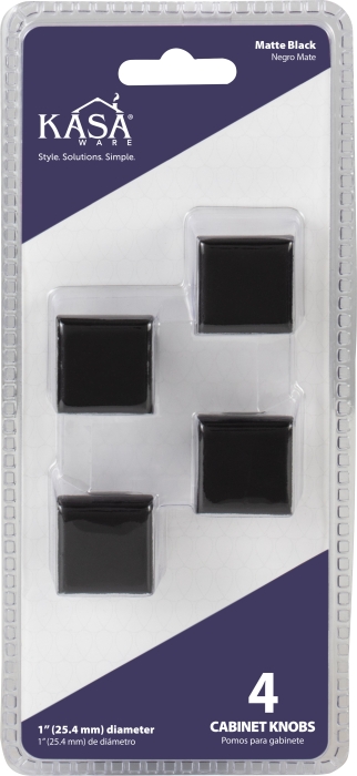 KasaWare 1''Diameter Matte Black Flared Foot Square Knob,4PK