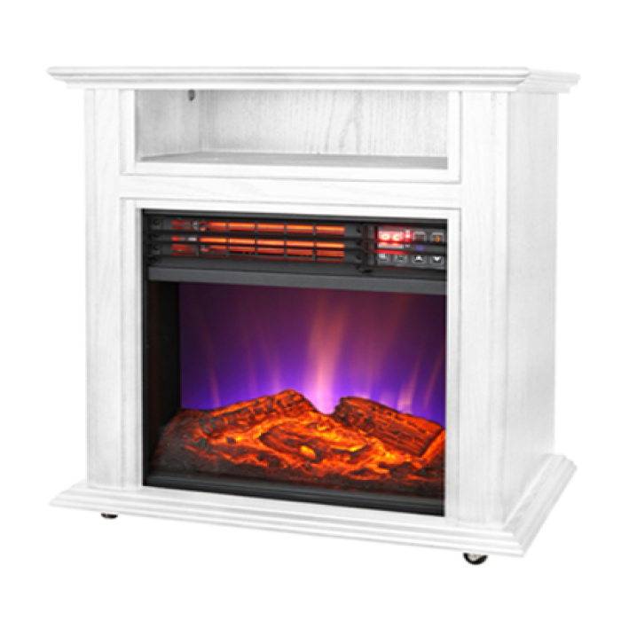 QF4562R Mobile Fireplace with Quartz, White