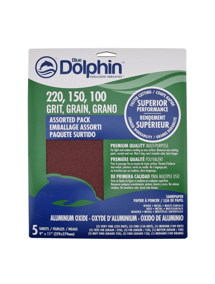 Retail Aluminum Oxide Sand Paper - Assorted Pack - Pack of 5