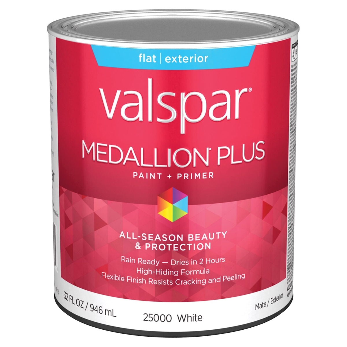 028.0025000.005 1 qt. Medallion Acrylic Latex House Trim Paint & Primer, White -  Valspar