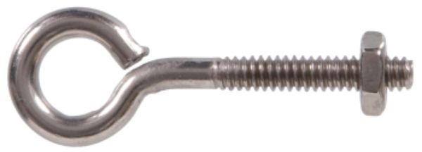 0.1875 x 1.5 in. Eye Bolt with Hex Nut, Stainless Steel