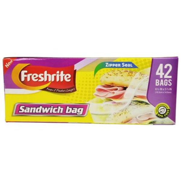 IN80162 Fresh Seal Reclosable Sandwich Bag, 50 Count