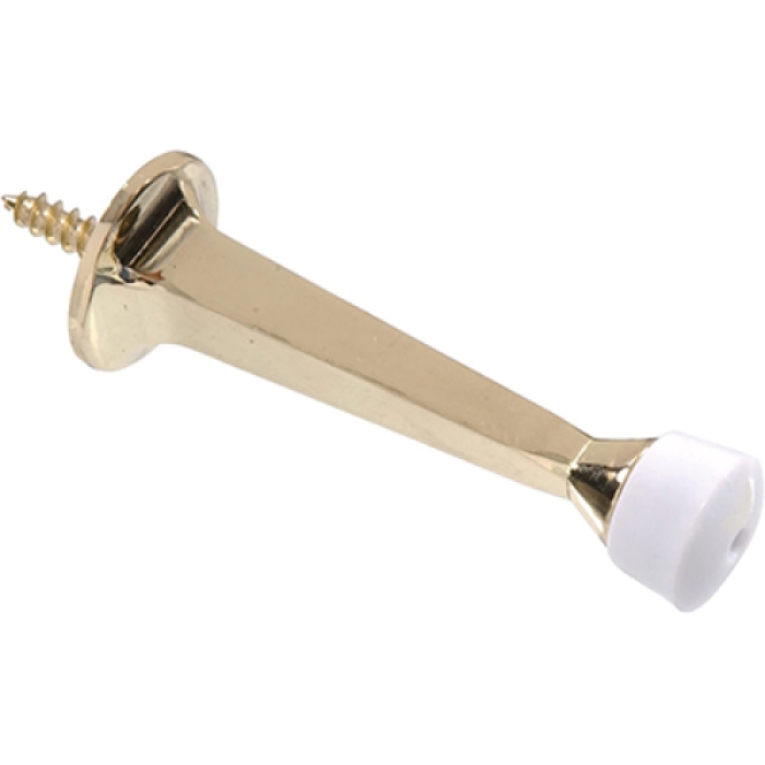 3 in. Plated Prevent Damage Square Rigid Door Stop, Brass