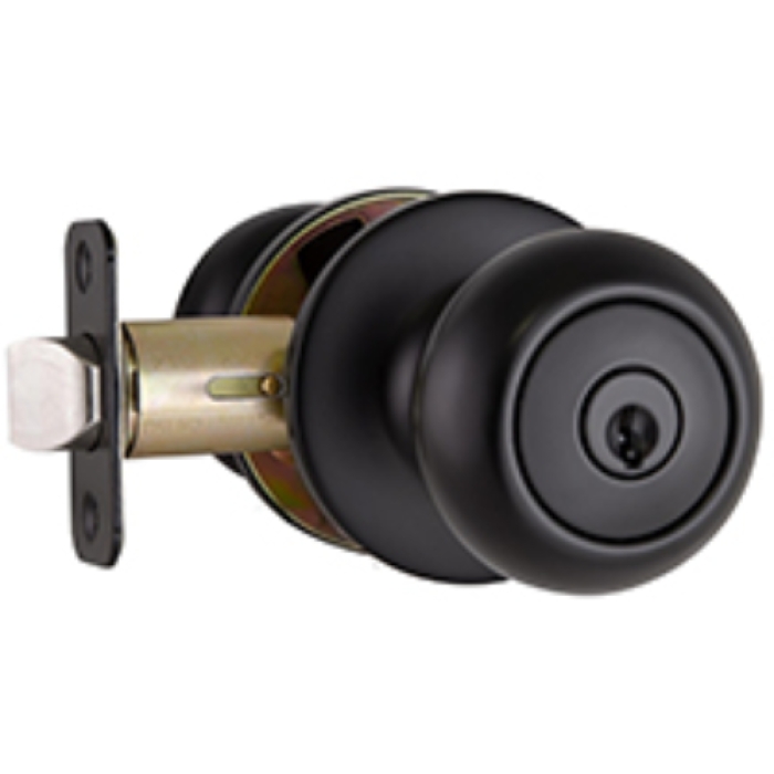 KA4 BX Cambridge Entry Door Knob - Matte Black - Standard Size - Keyed Security
